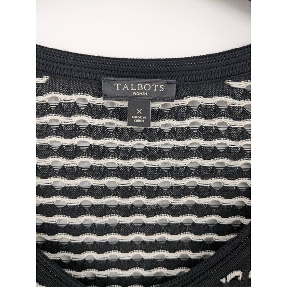 Talbots Open Knit Cardigan Women Size X Button Down Geometric Academia Capsule - Picture 5 of 7